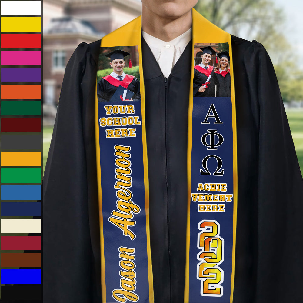 Class of 2022 Fraternity Graduation Stole - Upload Image - Personalized Graduation Stole