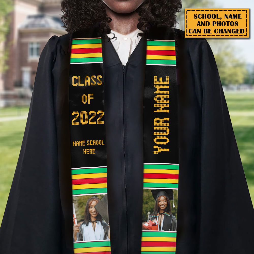 Class of 2022 Kente Cloth Best Gift For Graduation's Day - Personalized Stoles