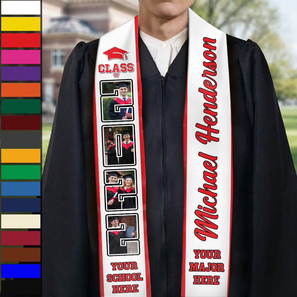 Congratulations Class of 2022 Best Gift For Graduation's Day - Upload Image - Personalized Graduation Stole