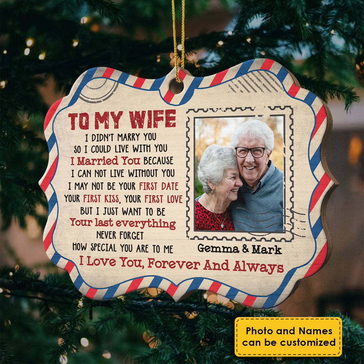 I Love You, Forever And Always - Upload Image, Gift For Couples - Personalized Shaped Ornament