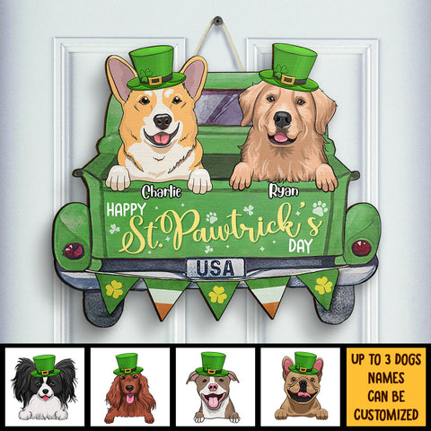 Happy St. Pawtrick's Day - Gift For Dog Lovers, St. Patrick's Day, Personalized Shaped Wood Sign