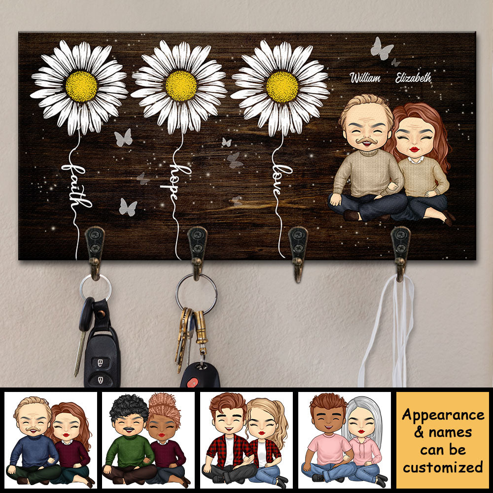 We Have Faith, Hope & Love - Personalized Key Hanger, Key Holder - Gift For Couples, Husband Wife