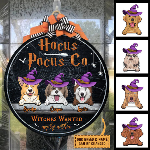 Halloween For Dogs - Hocus Pocus Co - Witches Wanted Apply Within - Funny Personalized Door Sign, Halloween Ideas