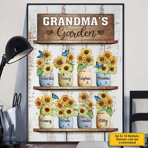 Grandma's Sunflower Garden - Personalized Vertical Poster