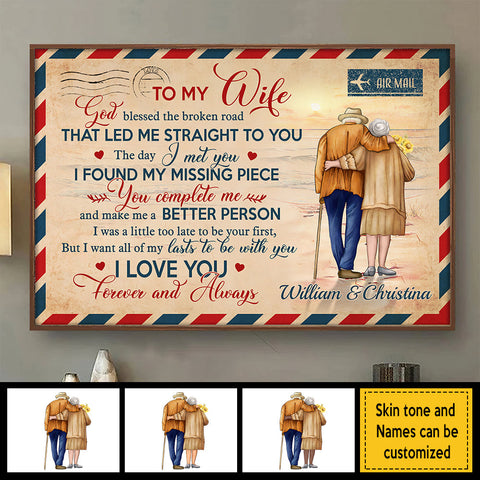 To My Wife I Love You Forever And Always - Gift For Couples, Personalized Horizontal Poster