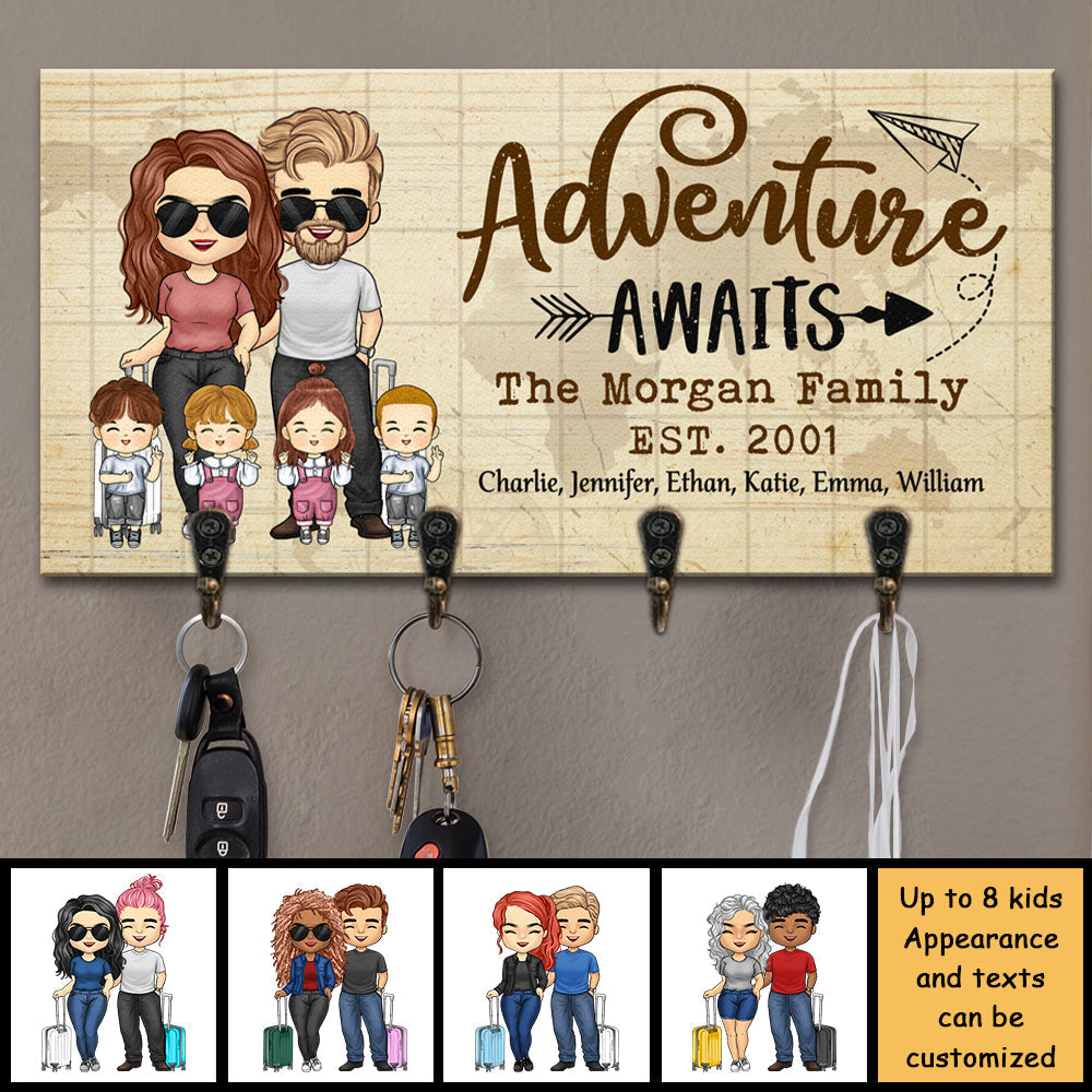 Adventure Awaits Us - Personalized Key Hanger, Key Holder - Gift For Couples, Husband Wife