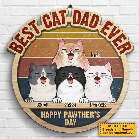 Happy Pawther's Day - Personalized Shaped Wood Sign - Gift For Dad, Gift For Father's Day