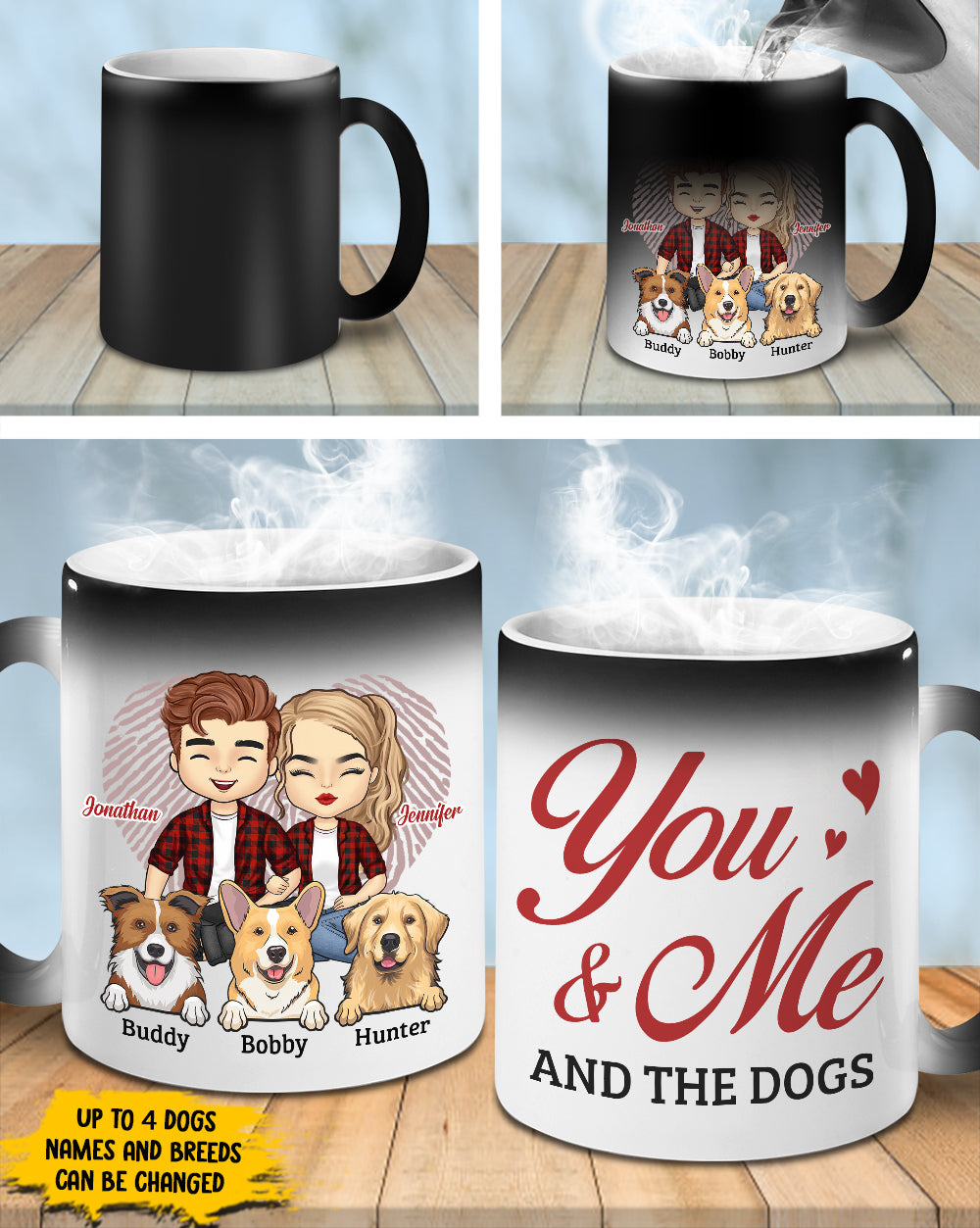 You Me And Our Dogs - Personalized Color Changing Mug - Gift For Couples, Husband Wife