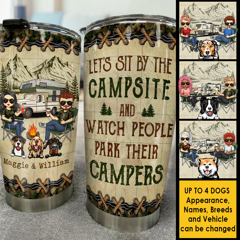 Let's Sit By The Campsite - Personalized Tumbler - Gift For Camping Lovers