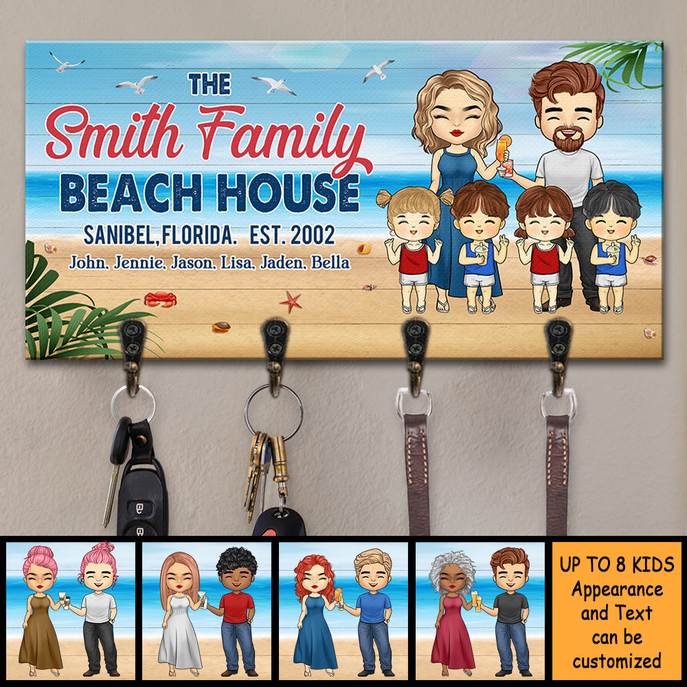 Beach House Where Family Go To Become Friends - Personalized Key Hanger, Key Holder - Gift For Couples, Husband Wife