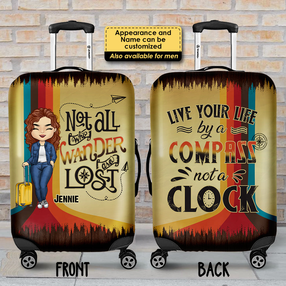 Live Your Life By A Compass Not A Clock - Personalized Luggage Cover