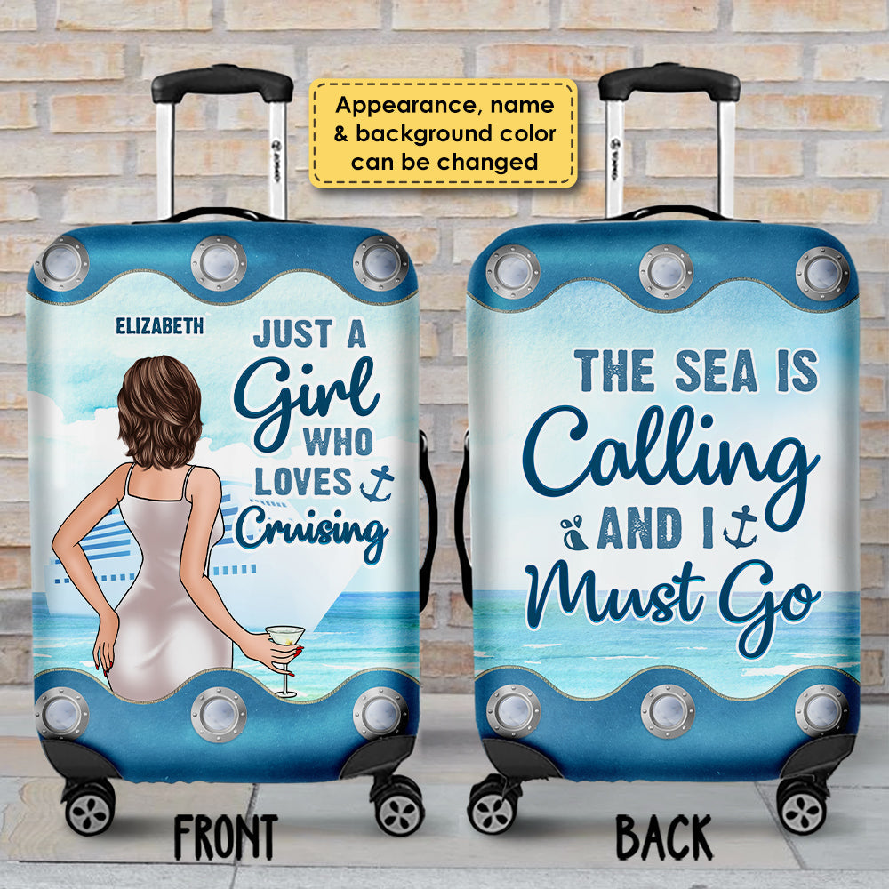The Sea Is Calling And I Must Go - Gift For Bestie, Personalized Luggage Cover