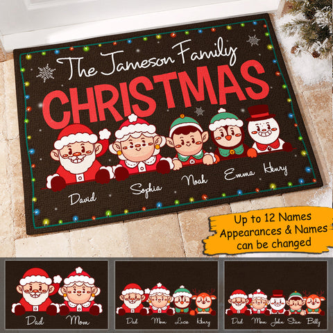 Happy Christmas With Our Family - Personalized Decorative Mat