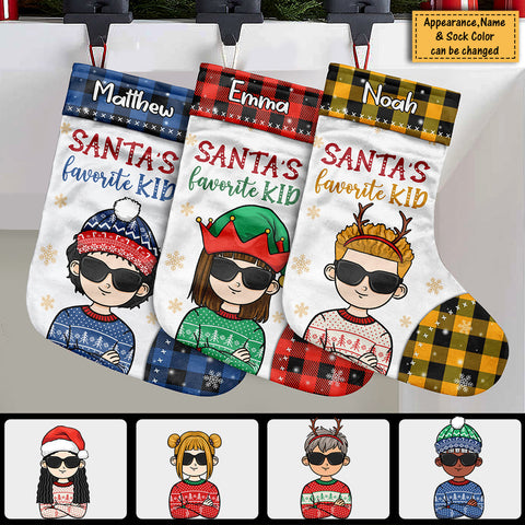 Santa's Favorite Kid - Merry Christmas To The Coolest Kid - Personalized Christmas Stocking