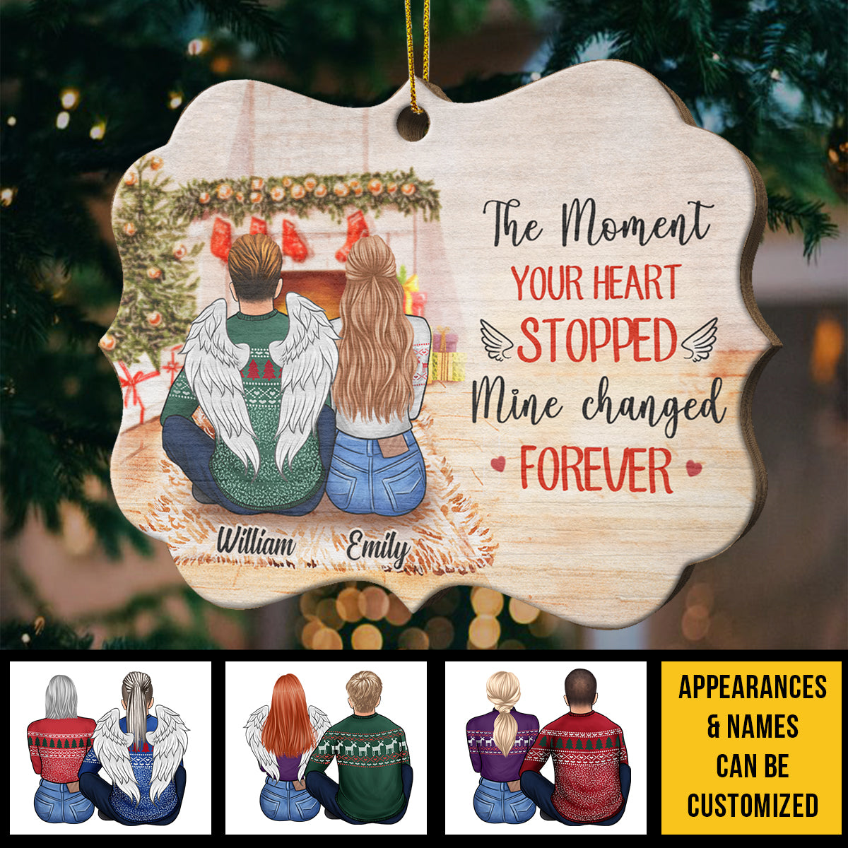 Half Of My Heart Is In Heaven With My Angel - Missing You Always - Gift For Couples, Personalized Shaped Ornament