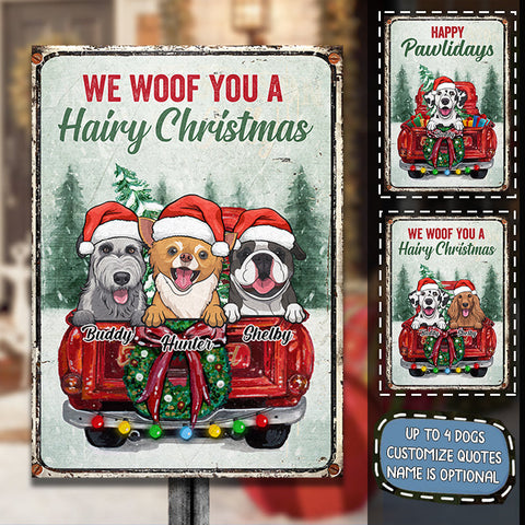 Happy Christmas With Your Dogs - Personalized Metal Sign
