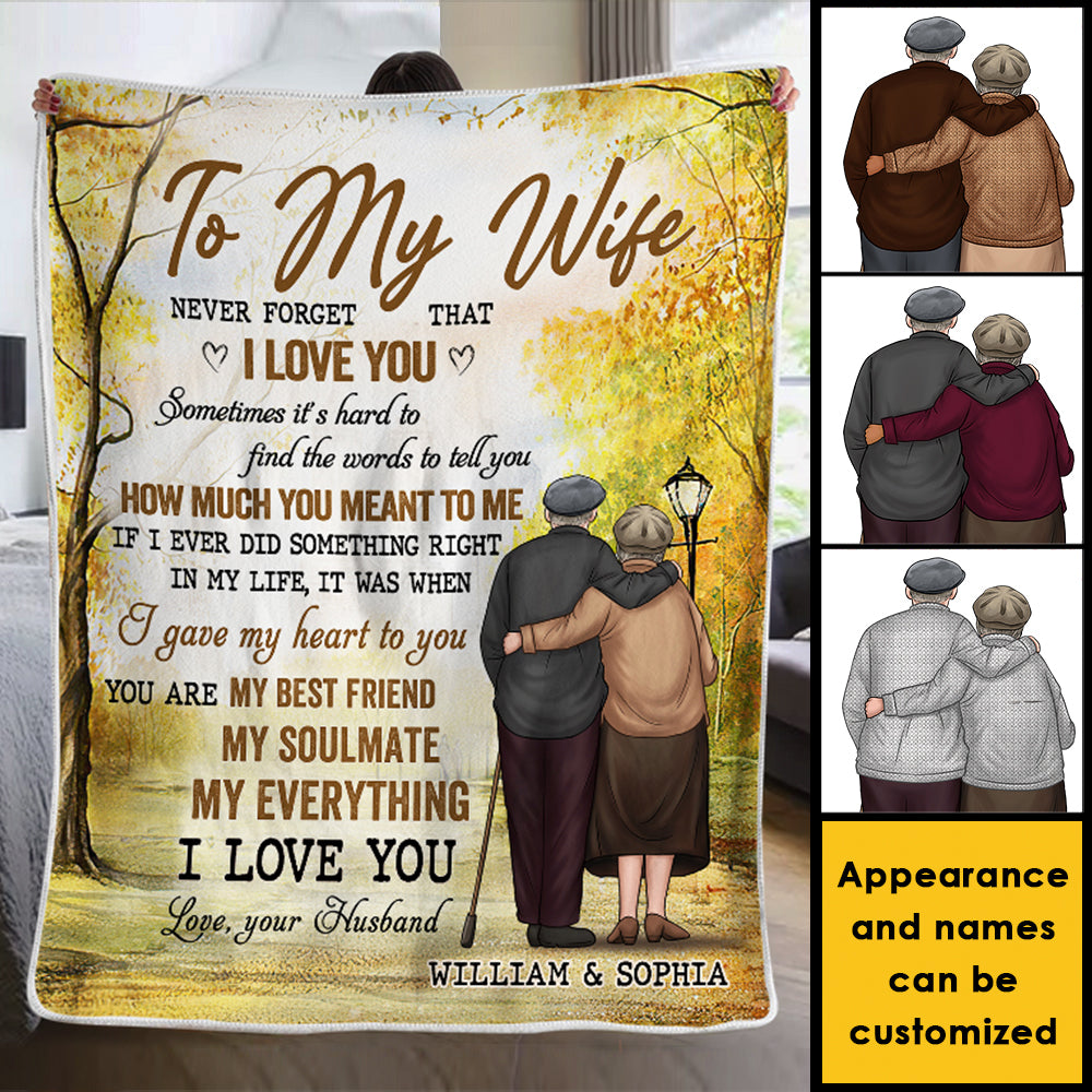 To My Wife Never Forget That I Love You - Gift For Couples, Personalized Blanket