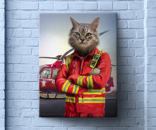 Air Ambulance Pilot Portrait - Personalized Pet Portrait