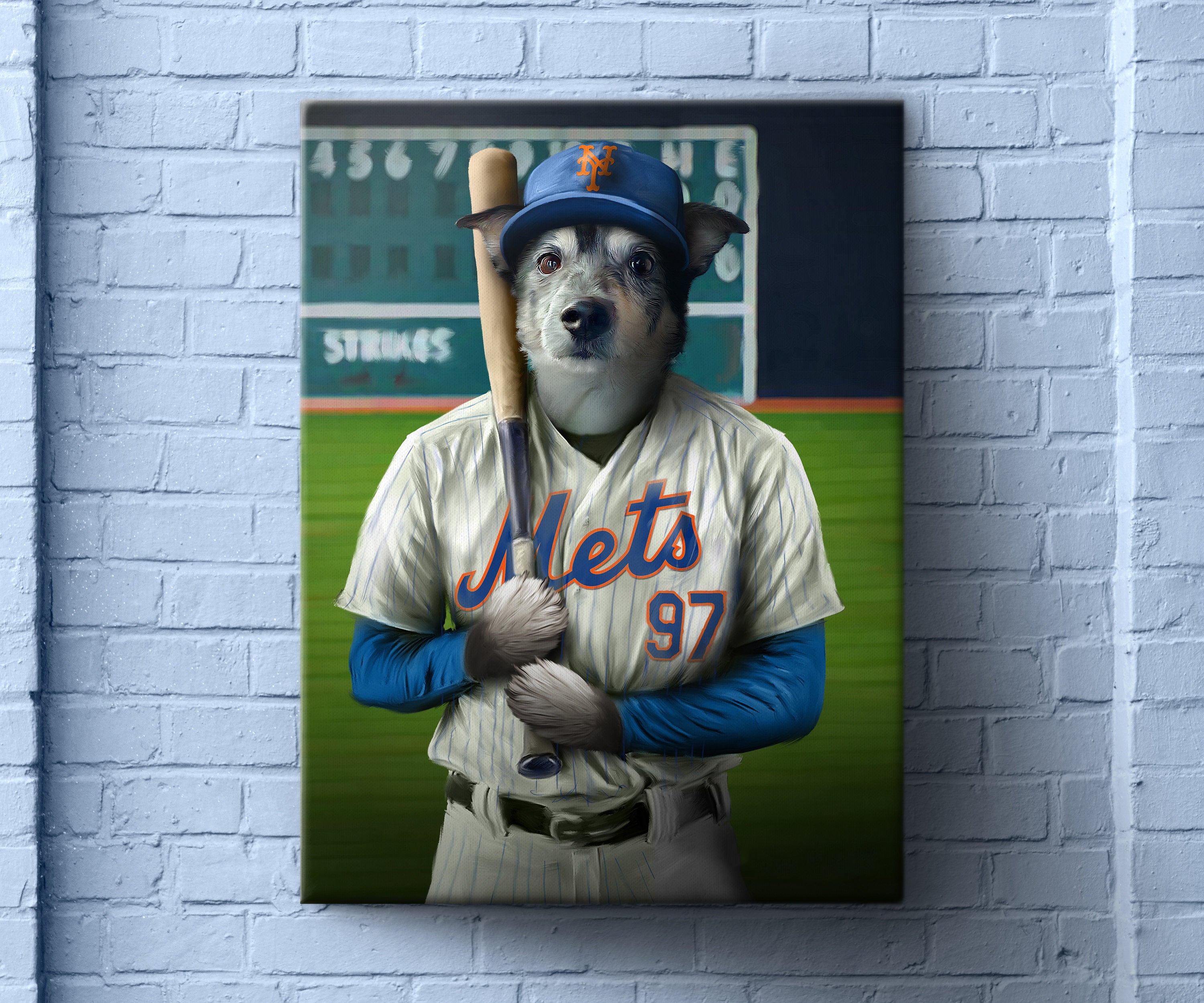 San Francisco Baseball Pet Portrait, Custom Portrait