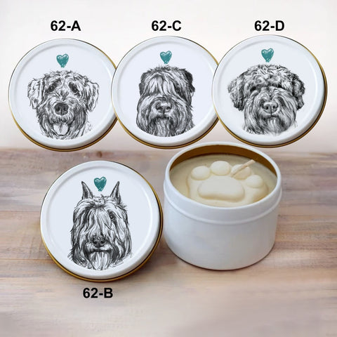 Bouvier Paw Print Soy Candle - Dog Lover Gift