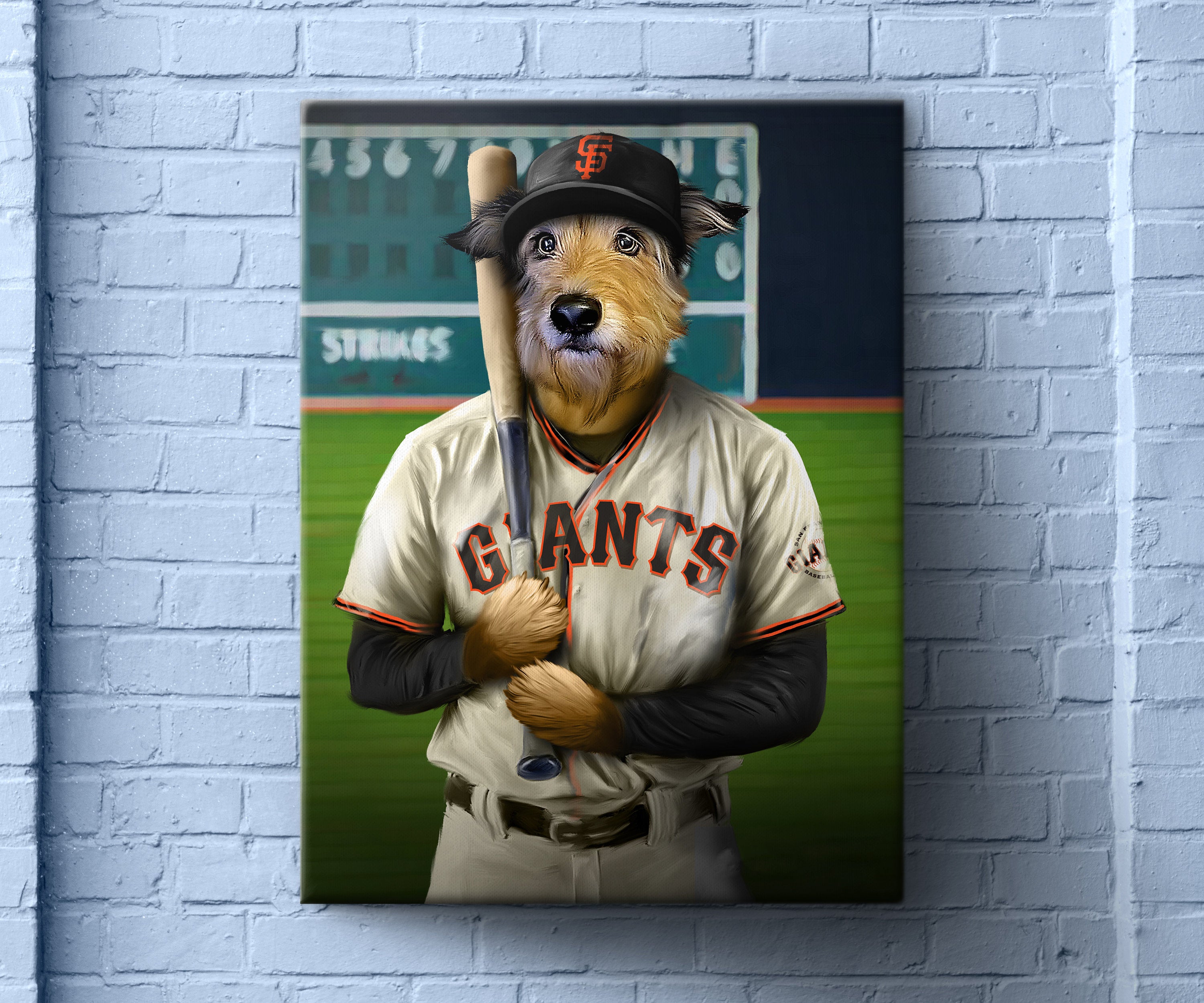 San Francisco Baseball Pet Portrait, Custom Portrait