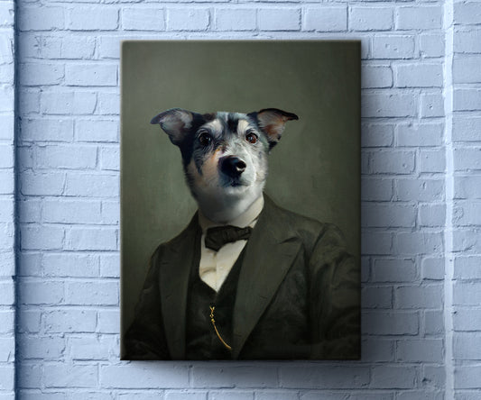 Abraham Lincoln, Custom Dog Portrait, Funny Pet Lover Gift