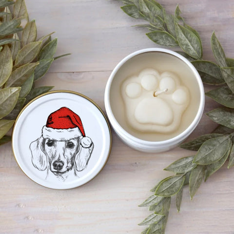 Xmas Dog Breed Portrait Print Soy Candle - Dog Lover Gift