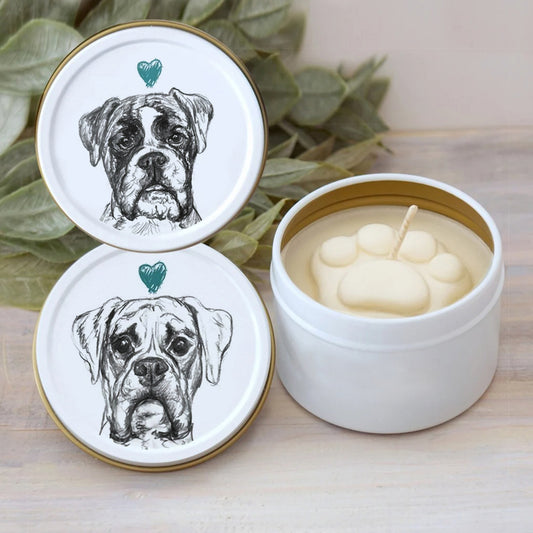 Boxer Paw Print Soy Candle - Dog Lover Gift