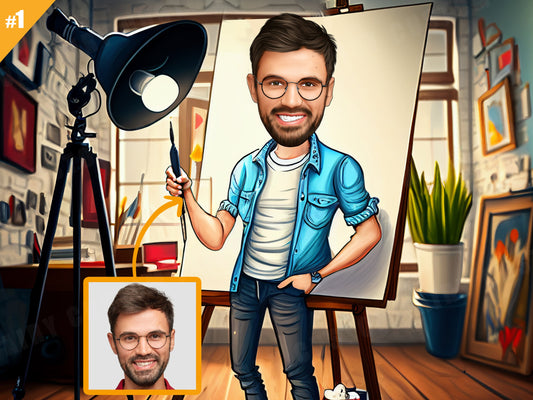 Personalized Caricature Gift of Male Artist