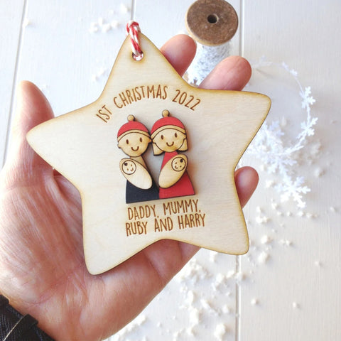 Personalized Baby Twins, Family's First Christmas Decoration