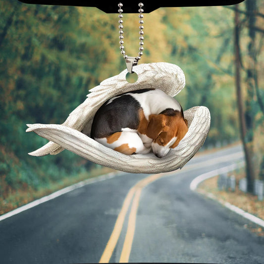 Beagle Sleeping Angel Wing - Memorial Dog Lover Rear View Mirror Car Accessories