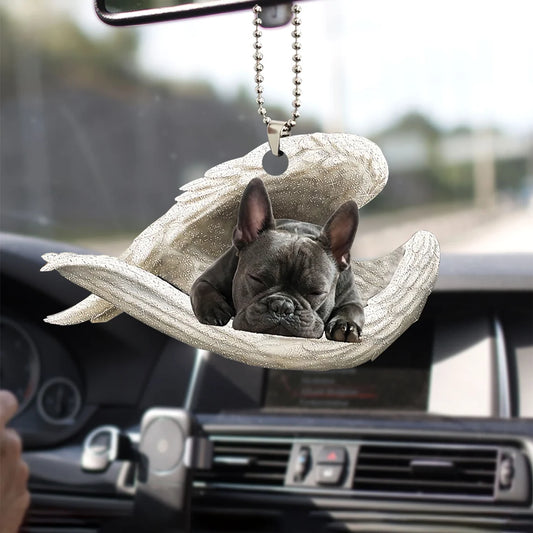 Bulldog Sleeping Angel Wing - Memorial Dog Lover Rear View Mirror Car Accessories