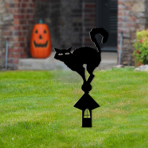 Halloween Cat Metal Yard Art - Garden Decoration