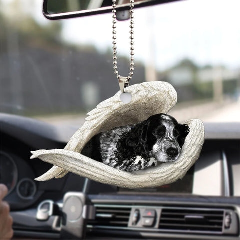 Blue Roan Cocker Spaniel Sleeping Angel Wing - Memorial Dog Lover Rear View Mirror Car Accessories