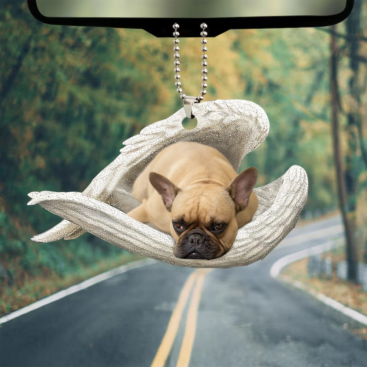 Bulldog Sleeping Angel Wing - Memorial Dog Lover Rear View Mirror Car Accessories