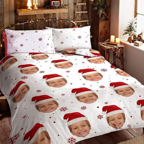 Christmas Gift Custom Bedding Duvet Cover Pillowcase Set Christmas Hat