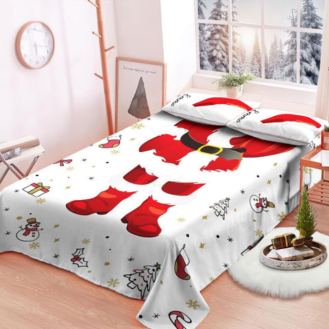 Customize Duvet Cover Pillowcase Text Your Name Santa Claus Bedding Set Christmas Gift