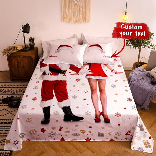 Custom Double Bedding Personalized Duvet Cover Set Christmas Santa Claus Gift for Him