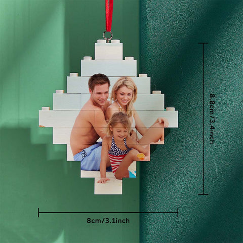 Custom Building Block Puzzle Personalized Photo Brick Lozenge Shape Christmas Ornament