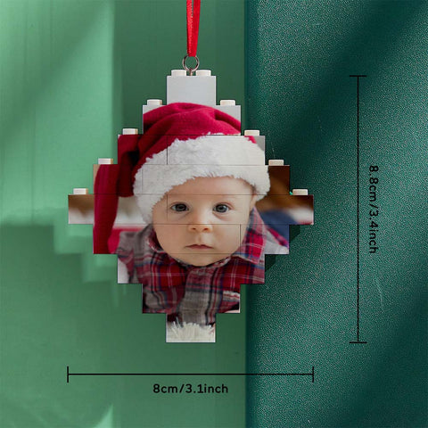 Custom Building Block Puzzle Personalized Photo Brick Lozenge Shape Christmas Ornament