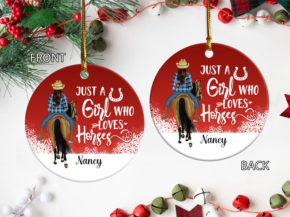 Just A Girl Who Loves Horses Personalized Ornament - Pet Christmas Ornament