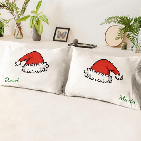 Custom Christmas Pillow Cases Santa Hat Pillow Cover Christmas Bedding For Couple