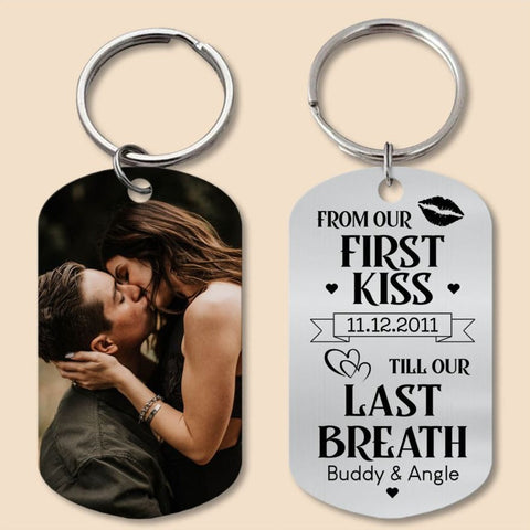 Personalized From Our First Kiss Till Our Last Breath Photo Keychain