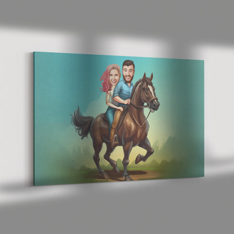 Couple Horse Riders Personalized Canvas