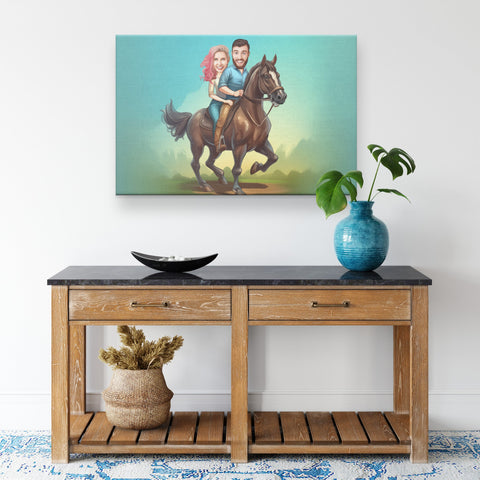 Couple Horse Riders Personalized Canvas