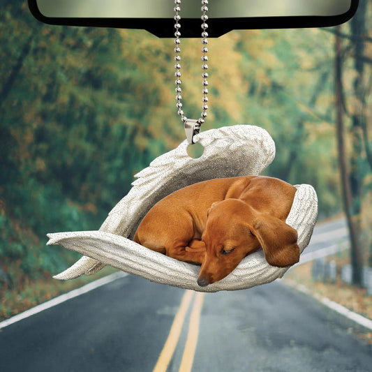 Dachshund Sleeping Angel Wing - Memorial Dog Lover Rear View Mirror Car Accessories
