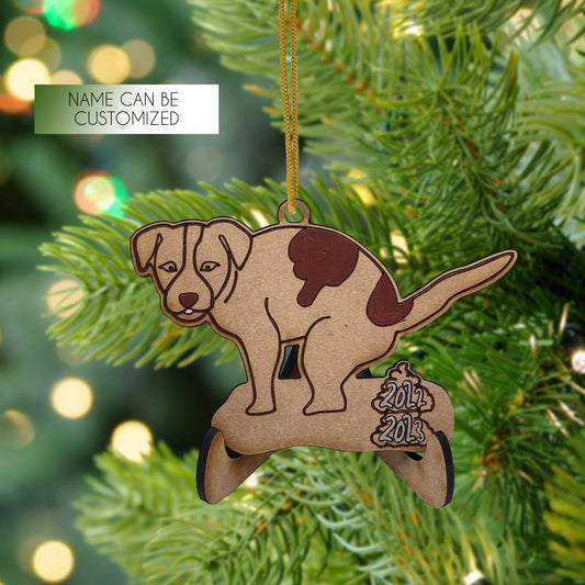 Dog Pooping Merry Christmas 2022-2023 Ornament
