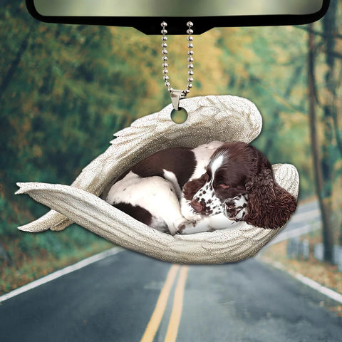 English Springer Spaniel Sleeping Angel Wing - Memorial Dog Lover Rear View Mirror Car Accessories