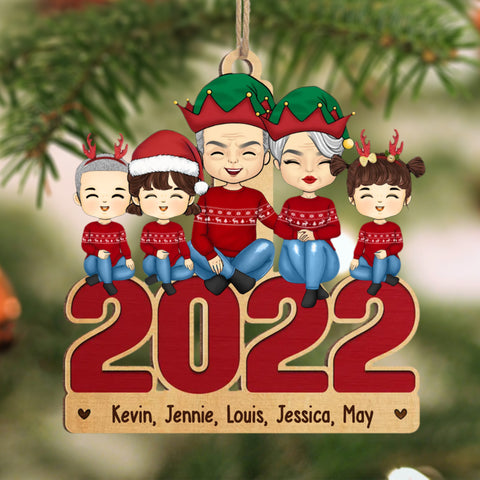 Personalized Family Sitting Together Ornament