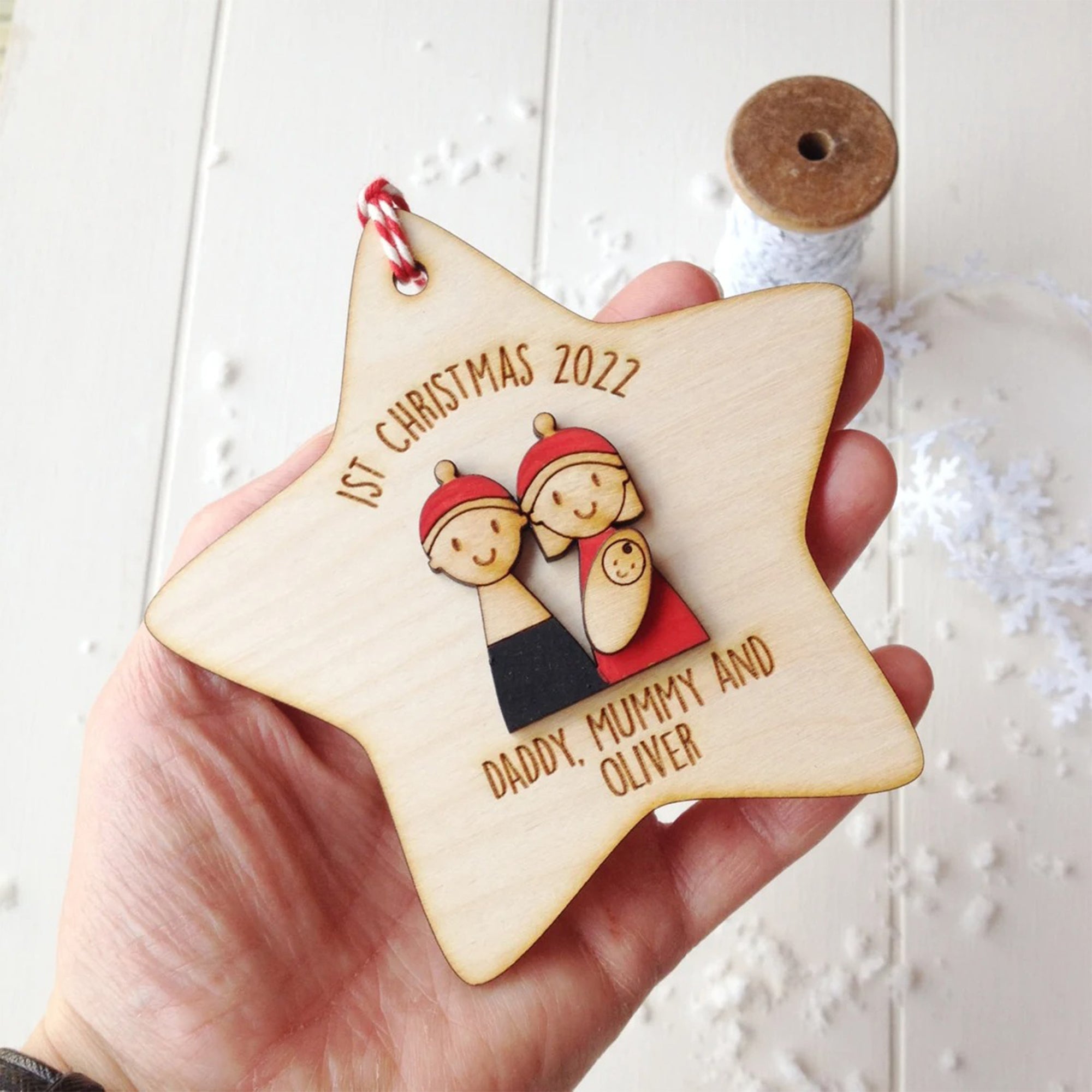 Family's First Christmas Tree Decoration - Personalized tree decoration